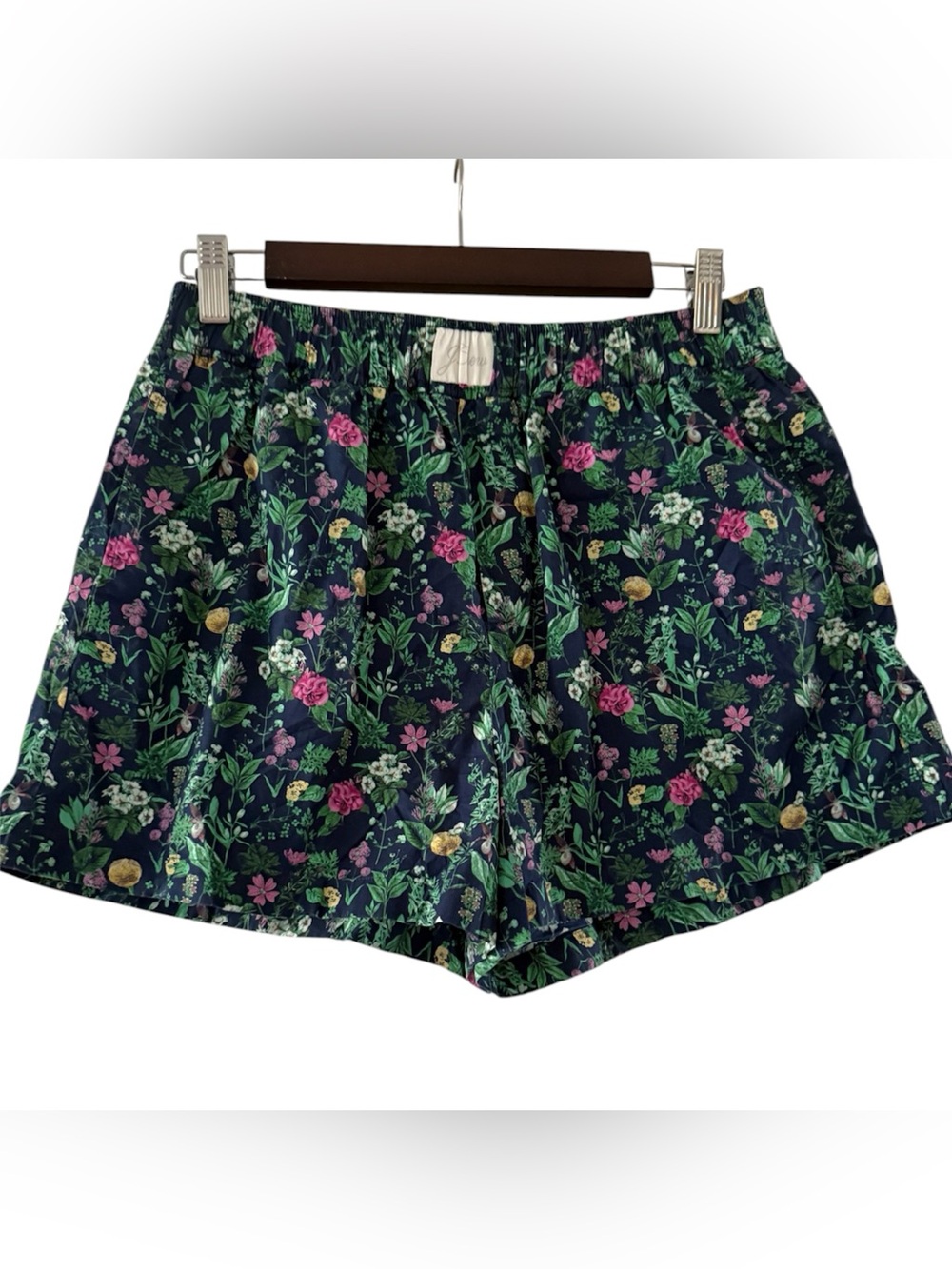 J. Crew Navy Floral Elastic-Waist Pajama Shorts